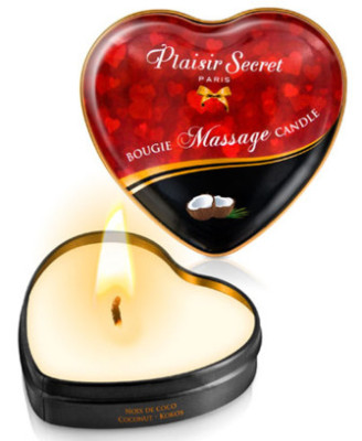 Mini bougie de massage noix de coco boîte coeur 35ml 